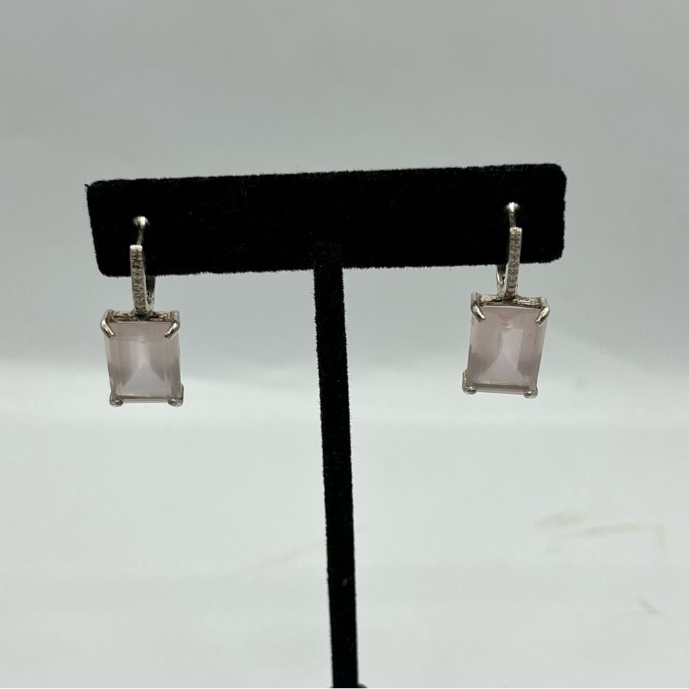 Chic Silver and Pink Gemstone Earrings